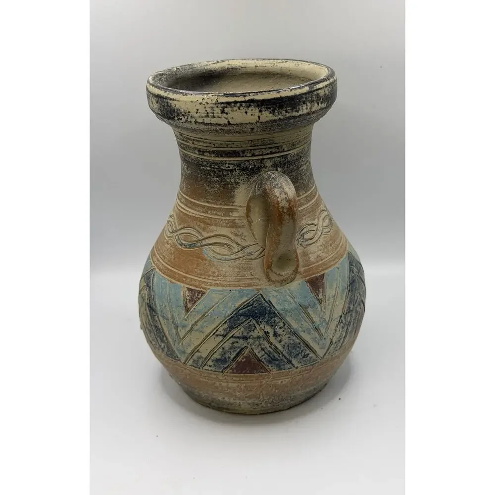 Vintage Olla Vase Hand Thrown Studio Pottery Sgraffito Southwestern